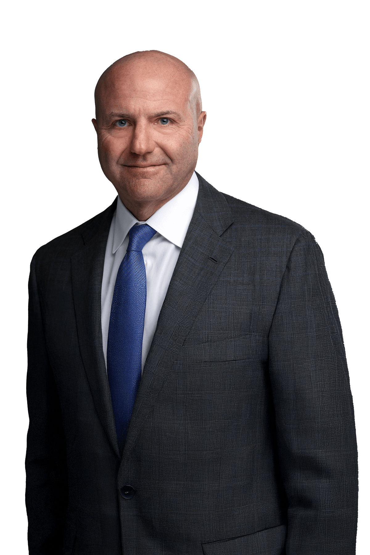 J. Bradford Smith Professional Business Portrait Professional headshot of J. Bradford Smith wearing a dark suit with blue tie against white background